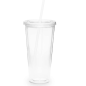 Vaso plastico con popote tapa plana